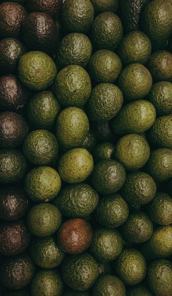 several avocados grouped together